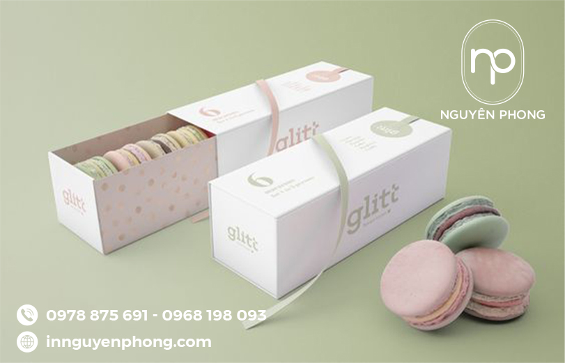 Hộp giấy đựng bánh in bằng giấy Ivory